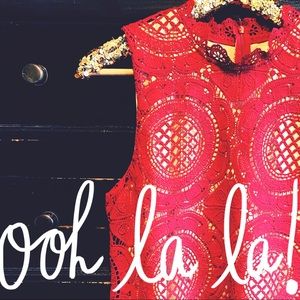 Miami - Ruffled Red Lace Top